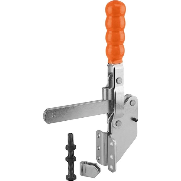 Toggle Clamp Standard Steel, Angled Foot, Comp:Plastic, Comp:Orange
